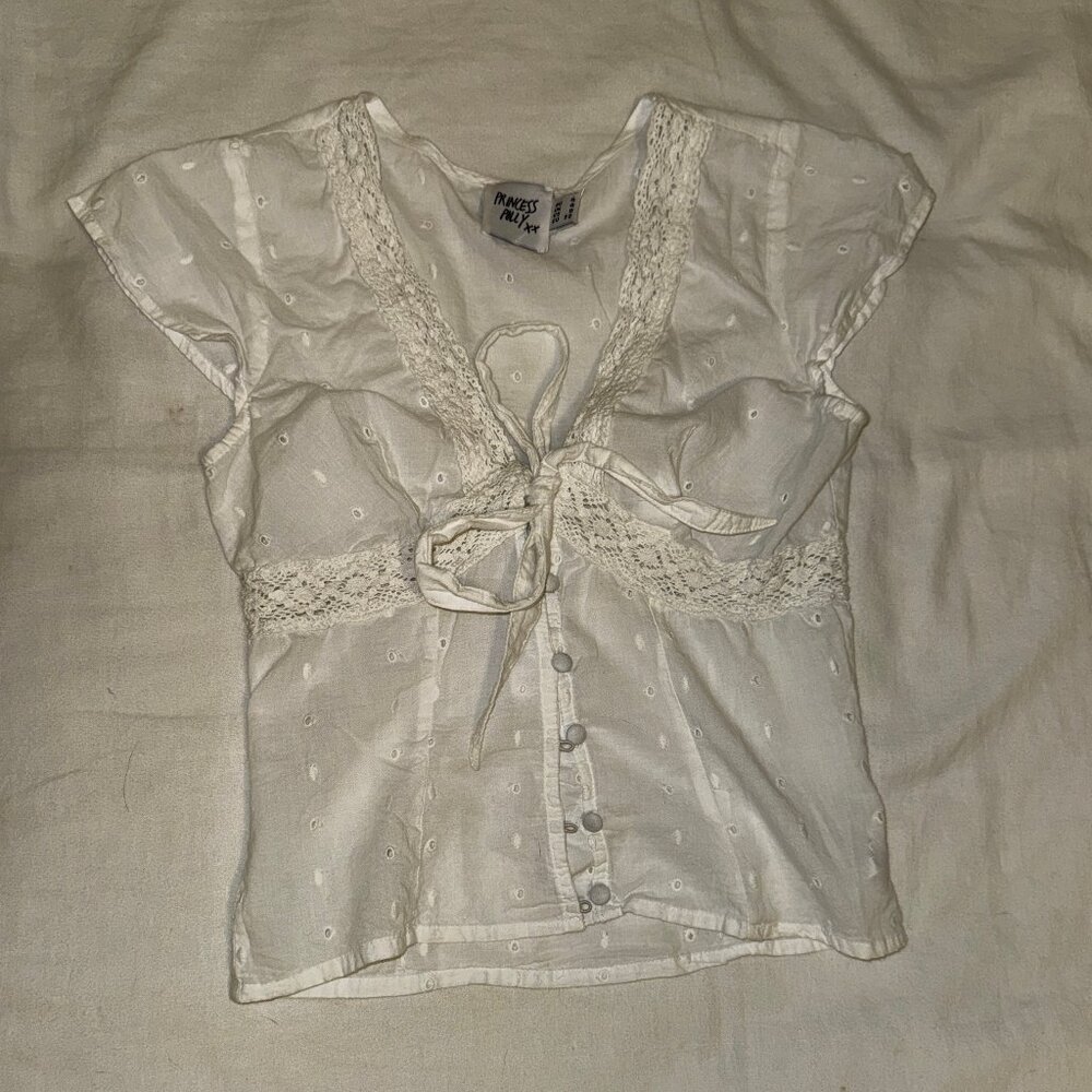 Princess Polly Button Down Tie Blouse Crop Top